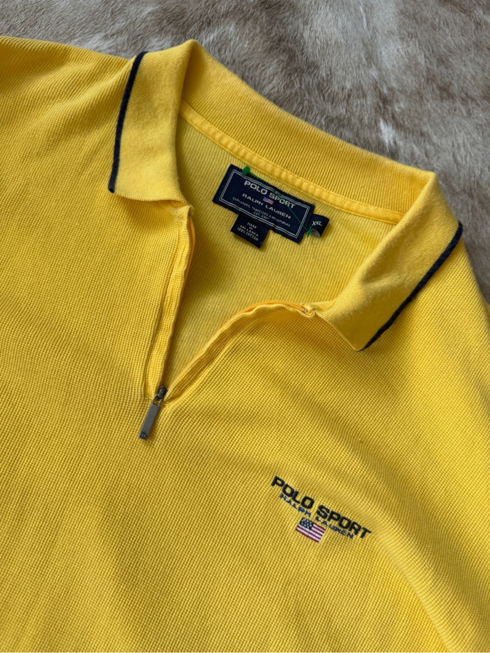 Polo by Ralph Lauren Yellow Zip Polo with Navy Trim